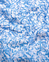 Polymer Blue With White Printed Dobby Cotton Shirt
