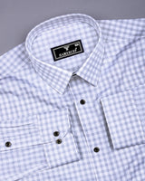 Blink Gray With White Dobby Check Premium Giza Shirt