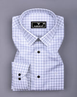 Blink Gray With White Dobby Check Premium Giza Shirt
