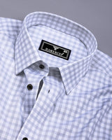 Blink Gray With White Dobby Check Premium Giza Shirt