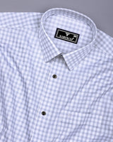 Blink Gray With White Dobby Check Premium Giza Shirt