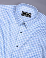 Blink Blue With White Dobby Check Premium Giza Shirt