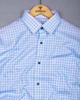 Blink Blue With White Dobby Check Premium Giza Shirt