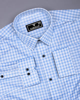 Blink Blue With White Dobby Check Premium Giza Shirt
