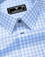 Blink Blue With White Dobby Check Premium Giza Shirt