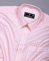 Blink Pink With White Dobby Check Premium Giza Shirt