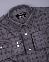 Otok Silver Gray With Charcoal Waffle Dobby Check Shirt