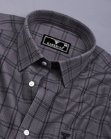 Otok Silver Gray With Charcoal Waffle Dobby Check Shirt