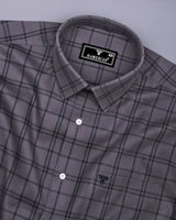 Otok Silver Gray With Charcoal Waffle Dobby Check Shirt
