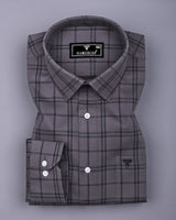 Otok Silver Gray With Charcoal Waffle Dobby Check Shirt