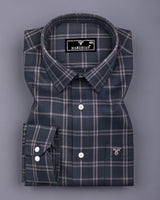 Otok Charcoal Gray With Silver Waffle Dobby Check Shirt