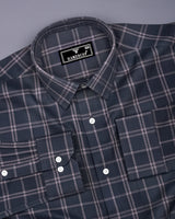 Otok Charcoal Gray With Silver Waffle Dobby Check Shirt