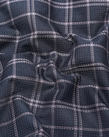 Otok Charcoal Gray With Silver Waffle Dobby Check Shirt