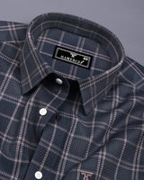 Otok Charcoal Gray With Silver Waffle Dobby Check Shirt
