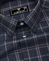 Otok Charcoal Gray With Silver Waffle Dobby Check Shirt