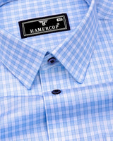Catalyst Blue With White Check Premium Giza Shirt