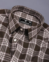 Belica Brown With White Check Linen Cotton Formal Shirt