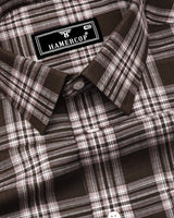 Belica Brown With White Check Linen Cotton Formal Shirt