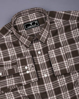 Belica Brown With White Check Linen Cotton Formal Shirt