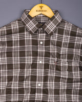Belica Brown With White Check Linen Cotton Formal Shirt
