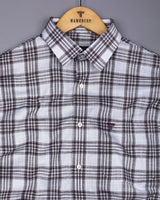 Belica White With Brown Check Linen Cotton Formal Shirt