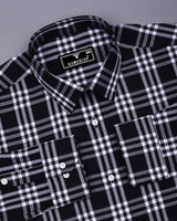 Cruze Black With White Waffle Dobby Check Shirt