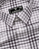 Pinot Wine With Gray Dobby Amsler Check Cotton Shirt