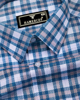 Horsen Blue Dobby Amsler Check Formal Cotton Shirt