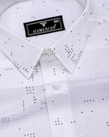 Flores White Dot Printed Dobby Cotton Waffle Check Shirt