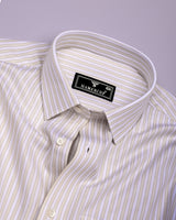 Linfen Cream With White Stripe Premium Giza Shirt