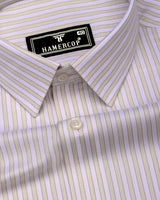 Linfen Cream With White Stripe Premium Giza Shirt