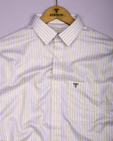 Linfen Cream With White Stripe Premium Giza Shirt
