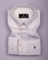 Linfen Cream With White Stripe Premium Giza Shirt