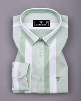 Denton Green With White Waffle Stripe Premium Giza Shirt