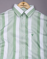 Denton Green With White Waffle Stripe Premium Giza Shirt