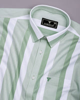 Denton Green With White Waffle Stripe Premium Giza Shirt