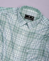 Dusty Green With White Check Linen Cotton Shirt