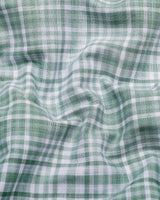 Dusty Green With White Check Linen Cotton Shirt