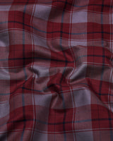 Cherry Red With Gray Check Dobby Cotton Shirt