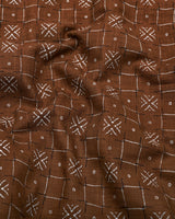 Pecan Brown With White Printed Dobby Cotton Shirt