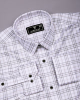 Gray With White Check Dobby Cotton Shirt