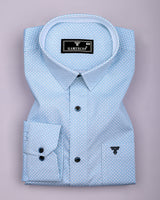 Tromso Blue With White Printed Cotton Formal Shirt