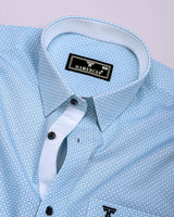 Tromso Blue With White Printed Cotton Formal Shirt