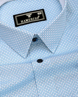 Tromso Blue With White Printed Cotton Formal Shirt