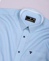 Tromso Blue With White Printed Cotton Formal Shirt