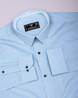 Tromso Blue With White Printed Cotton Formal Shirt