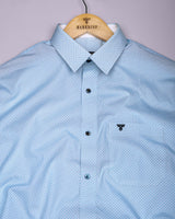 Tromso Blue With White Printed Cotton Formal Shirt
