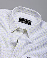 Marmic Gray With White Printed Formal Cotton Shirt