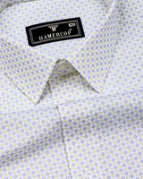 Marmic Gray With White Printed Formal Cotton Shirt
