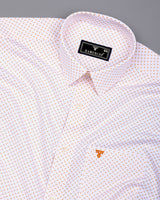 Marmic Orange With White Printed Formal Cotton Shirt